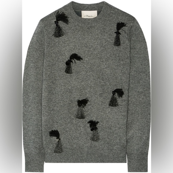 3.1 Phillip Lim Embellished Tassle Grey Crew Neck Sweater - Picture 8 of 8